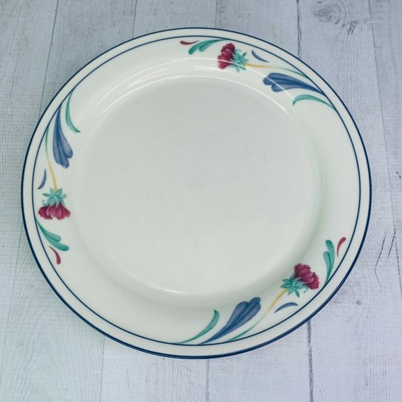 Lenox Chinastone POPPIES ON BLUE Red Flowers  Blue Leaves Dinner Plates Set of 2 - Picture 2 of 9